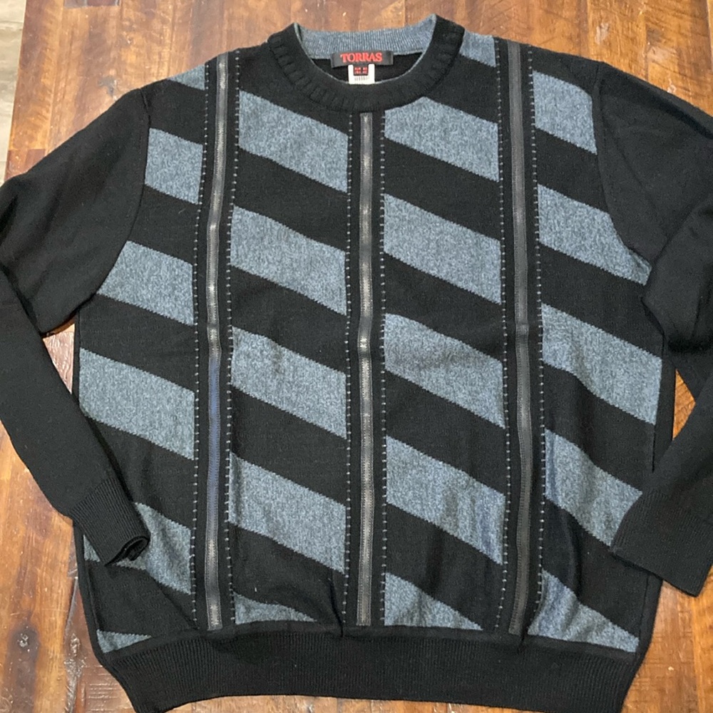 Torras wool sweater leather trim 40